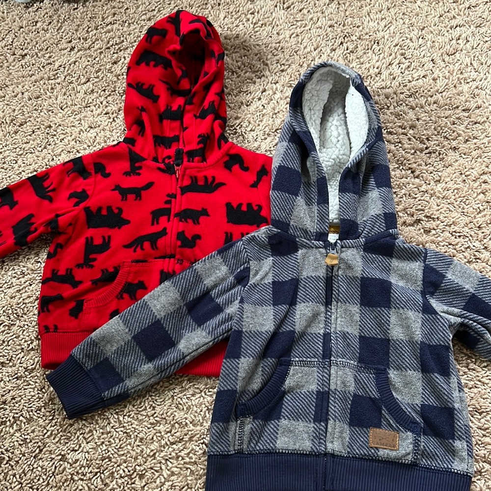 Carters 12 month zip up fleece jackets